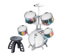 FewNvWa Batteria Jazz Bambini Set Percussioni Strumento Musicale Educativo in PVC Resistente con Sgabello E Bacchette Adatto a Bambini Principianti per Studio, Bordo Argento