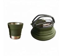 FewNvWa Bollitore Silicone Pieghevole Portatile Teiera Compatta Pentola Acqua Tazza Viaggio Realizzata in Silicone Alimentare Resistente al Calore Adatta per, Verde Scuro