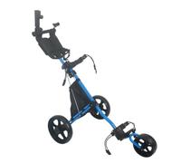 FewNvWa Carrello da Golf a Tre Ruote, Portatile E Pieghevole con Maniglia Ergonomica, Portabicchiere, Meccanismo di Piegatura, Leggero, in Lega di Alluminio E, Blu