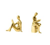 FewNvWa Fermalibri a Forma di Figura Che Legge, Scultura, Supporti Decorativi per Libri, Accento Moderno, Base Robusta, Adatti per Soggiorno, Ufficio, Oro, 17,5 x 9 cm x 16,5 cm
