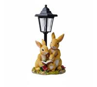 FewNvWa Luce da Giardino Coniglio Lampada Solare Lanterna da Cortile Statua Ornamentale Luce Guida per Percorsi con Design con Carota E Dettagli Fiabeschi, Style to 2