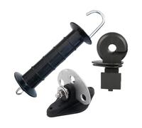 FewNvWa Maniglia per Cancello Elettrico con Isolatore E Kit di Ancoraggio, Realizzata in PP E Metallo, per L'installazione di Cancelli per Recinzioni in R, Nero