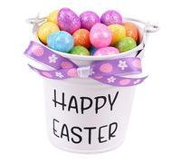 FewNvWa Piccolo Secchiello Pasquale con Uova, Decorazione Portatile, Piccolo Cestino Pasquale per La Casa, L'aula, Le Feste E Le Celebrazioni, Fiocco Stampato Viola