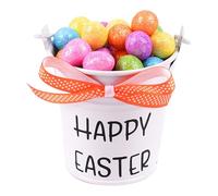 FewNvWa Piccolo Secchiello Pasquale con Uova, Decorazione Portatile, Piccolo Cestino Pasquale per La Casa, L'aula, Le Feste E Le Celebrazioni, Fiocco a Pois Arancioni