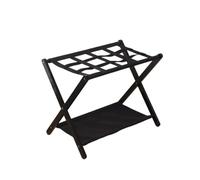 FewNvWa Portavaligie Pieghevole, Supporto per Valigie Pieghevole a 2 Livelli, Supporto per Valigie Da Pavimento con Ripiano per Casa, Viaggi E Camera Da Letto, Nero