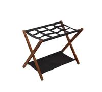 FewNvWa Portavaligie Pieghevole, Supporto per Valigie Pieghevole a 2 Livelli, Supporto per Valigie Da Pavimento con Ripiano per Casa, Viaggi E Camera Da Letto, Colore Noce