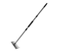FewNvWa Rastrello da Giardino in Metallo con Manico Lungo per Diserbare, Attrezzo da Giardino per Scavare Il Terreno, Piantare, Pacciamare E Smuovere Il Terre