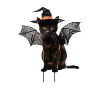 FewNvWa Scultoreo da Giardino a Forma di Gatto per Decorazioni da Esterno di Halloween, Inserto per Prato, con Le Ali Nere, Dimensioni: 23.3x28