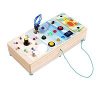 FewNvWa Simulated Steering Panel Giocattolo Plancia Auto Legno con Luci LED Pulsanti Interattivi Adatto per Sviluppo capacità Sensoriali Apprendimenti Casa Viaggio, Pannello con Labirinto Marino