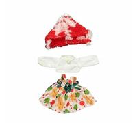 FewNvWa Vestito Bambola Set Abbigliamento Accessori Bambole Design Vari Materiali Resistenti Cuciture Artistiche Facile da Indossare Adatto Gioco Creativo, Set Cappello Peluche Rosso