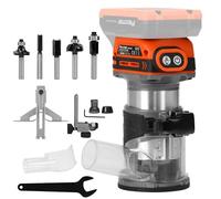 Fexrror Fresa a Batteria Compatibile con Batteria Makita da 18 V, Fresatrice Portatile Senza Spazzole con 6 Velocità, 30000RPM, Frese da 5 Pezzi, Guida Dritta, Ruota Guida (Senza Batteria)