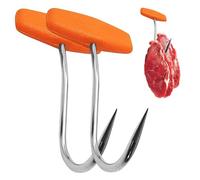 Fexvan Ganci per Carne, 2 Pezzi Gancio per Carne per macellazione Ganci a Forma di T da 5 Pollici con Manico Kit di Attrezzi per macelleria in Acciaio Inossidabile