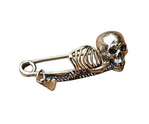 FEYLIE Spilla a forma di teschio in stile punk gotico con scheletro distintivo da bavero per un'atmosfera spettrale per feste di Halloween spilla spilla regalo gioielli, Approx.6cm/2.36", Metallo