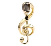 FEYLIE Spilla creativa per microfono, nota musicale, spille smaltate, in lega, per borse, vestiti, gioielli, decorazione, regalo per donne, uomini, ragazzi