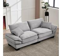 feynoss Divano 2 posti, seduta ultra profonda con 2 cuscini, morbido rivestimento in velluto, piccolo divano per soggiorno, camera da letto, ufficio, braccioli imbottiti, grigio chiaro, 224 x 81 x 81