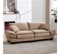 feynoss Divano 2 posti, seduta ultra profonda con 2 cuscini, morbido rivestimento in velluto, piccolo divano per soggiorno, camera da letto, ufficio, braccioli imbottiti, kaki, 224 x 81 x 81 cm