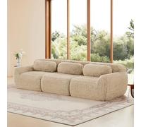 feynoss Divano basso modulare a 3 posti, senza montaggio, fondo antiscivolo, beige, Boneless Cloud Couch, tessuto di peluche premium per soggiorno