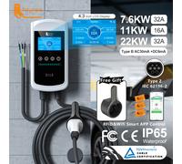 Feyree 22KW 32A Type2 EV Caricatore 11KW 3P EVSE Wallbox 7.6KW 1P Schermo da 4,3 pollici Nuovo Smart APP Controllo Stazione di ricarica Caricabatteria per auto 7.6KW 32A 1 phase
