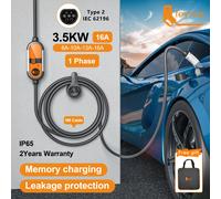 feyree Type2 16A 3.5KW Caricatore portatile EV Cavo di ricarica EVSE 5 m con corrente Schuko Plug regolabile per caricabatteria per auto elettrica