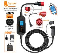 feyree Type2 22KW 32A Caricatore EV trifase Wi-Fi APP Controllo EVSE Stazione di ricarica portatile per caricabatterie per auto elettrica