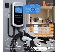 feyree Type2 EV Caricatore Schermo da 4,3 pollici 32A 7.6KW Carico dinamico Blancamento 11KW 22KW 3 fasi EVSE Wallbox APP con storia di carica