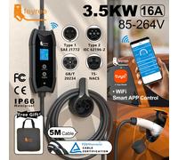 feyree Type2 EV Caricatore WIFI APP Controllo 16A 3.5KW GBT 5M Cavo Type1 Scatola di ricarica portatile Set Tempo di ricarica e ritardo per auto EV