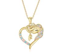 Fezodo Collana con unicorno, regalo per donne e adolescenti, con zirconia cubica colorata, placcata in oro 18 carati, con iniziale a forma di cuore, dalla A alla Z, gioiello in oro, regalo di