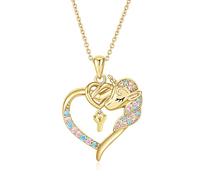 Fezodo Collana con unicorno, regalo per donne e adolescenti, con zirconia cubica colorata, placcata in oro 18 carati, con iniziale a forma di cuore, dalla A alla Z, gioiello in oro, regalo di