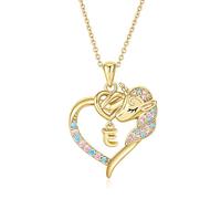 Fezodo Collana con unicorno, regalo per donne e adolescenti, con zirconia cubica colorata, placcata in oro 18 carati, con iniziale a forma di cuore, dalla A alla Z, gioiello in oro, regalo di