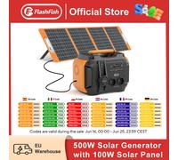 FF Flashfish A501 Centrale elettrica portatile Batterie al litio da 540 Wh Generatore solare da 500 W Pannello solare da 100 W Kit completo Set di sistemi