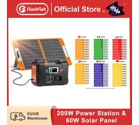 FF Flashfish E200 Centrale elettrica portatile da 200 W Generatore solare da 151 Wh con pannello solare pieghevole da 60 W Kit completo di batterie