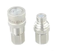 FF Flat Hydraulic Quick Coupling Set NPT 1/4 Steel Stainless Steel Hydraulic Quick Coupler NPT 3/8 Valve White Zinc Hydraulic Quick Connect Set NPT 1/2 NPT 3/4 Flat Face Hydraulic Coupling Kit((G1/4))
