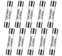 FF10A 600v Multimeter Fuses Dc DMM Fuses Fast Blow Action 10A Multimeter Fuses Brass Made Ceramic Fuses for DC DMMs, 6.3 x 32 mm (10 Pieces)
