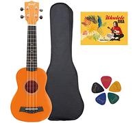ffalstaff kit ukulele soprano satinato con corpo da 21" linea superior con borsa, metodo rapido l'ukulele ora e 5 plettri omaggio (Arancione)