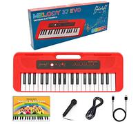 ffalstaff Mini Tastiera Elettronica - Uso Melodica Portatile 37 Tasti con Microfono, Sequencer, Diversi tipi di Alimentazione, con cavo USB - Tipo C incluso - Metodo rapido "Suona la Tastiera" (Rossa)