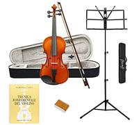 ffalstaff V01 Violino Laminato Finitura Lucida 1/2 - Completo di Archetto, Custodia, Blocchetto di Colofonia, Libro Tecnica Fondamentale del Violino e Leggio Richiudibile