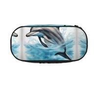 FFCVZAA Astuccio per matite alla moda con stampa di delfino oceano che ti guarda, borsa da viaggio per il trucco per la scuola e gli studenti, Nero , Taglia unica, Organizer per borse