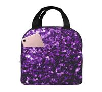 FFCVZAA Bella stampa glitter viola impermeabile facile da pulire borsa termica pranzo scuola studente pacchetto pasto bevande snack