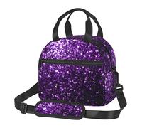 FFCVZAA Bella stampa glitter viola versatile stoccaggio conveniente trasporto isolato pranzo borsa riutilizzabile adulti studenti