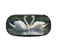 FFCVZAA Bellissimo astuccio da viaggio con stampa di cigni bianchi sul lago, astuccio da viaggio per trucchi e articoli da toeletta per studenti, Nero , Taglia unica, Organizer per borse