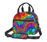 FFCVZAA Borsa portapranzo isolata con stampa arcobaleno tie dye-rosso, versatile, comoda da trasportare, riutilizzabile, per adulti e studenti