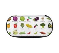 FFCVZAA Introduzione di varie verdure stampa astuccio alla moda astuccio da viaggio borsa per il trucco scuola studente Essentials Toiletry Pouch, Nero , Taglia unica, Organizer per borse