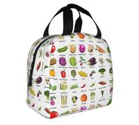 FFCVZAA Introduzione di varie verdure stampa isolata Lunch Box Pasti Snack bevande scuola Attività all'aperto pendolari quotidiani