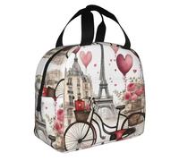 FFCVZAA Love Paris Tower Caffè Vino Profumo Bicicletta Cuore Stampa Isolato Lunch Box Pasti Snack Bevande Scuola Attività All'aperto Commutes Quotidiano