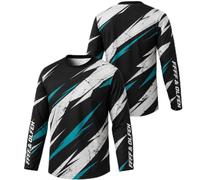FFFF & OLFEH Maglia MTB Uomo a Maniche Lunghe per Downhill Enduro BMX e Motocross(P14,XXL)