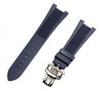 FFHAO Cinturino 25mm Gomma Silicone Blu Elegante Fibbia Pieghevole Per Orologio PATEK PHILIPPE Nautilus Serie