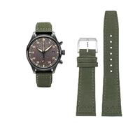 FFHAO Cinturino in pelle bovina in nylon ad alta densità per IWC PILOT Portogallo Cinturino in tessuto 20mm 21mm 22mm Bracciale Nero Armygreen Blu Pelle bovina Cintura da polso, 21mm, Agata