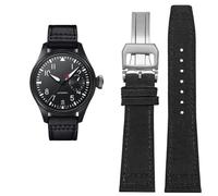 FFHAO Cinturino in pelle bovina in nylon ad alta densità per IWC PILOT Portogallo Cinturino in tessuto 20mm 21mm 22mm Bracciale Nero Armygreen Blu Pelle bovina Cintura da polso, 20mm, Agata