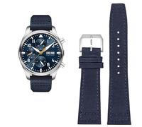 FFHAO Cinturino in pelle bovina in nylon ad alta densità per IWC PILOT Portogallo Cinturino in tessuto 20mm 21mm 22mm Bracciale Nero Armygreen Blu Pelle bovina Cintura da polso, 20mm, Agata
