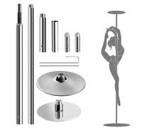 Palo Pole Dance Professionale da 45mm in Acciaio con modalità Statica e Girevole Palo da Ballo Regolabile in Altezza per Esercizi Fitness